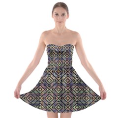 Ethnic Geometric Print Modern Baroque Strapless Bra Top Dress