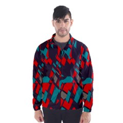 Red Blue Pieces Wind Breaker (men) by LalyLauraFLM