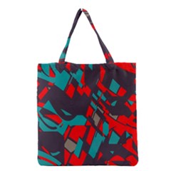 Red Blue Pieces Grocery Tote Bag by LalyLauraFLM