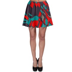 Red Blue Pieces Skater Skirt by LalyLauraFLM