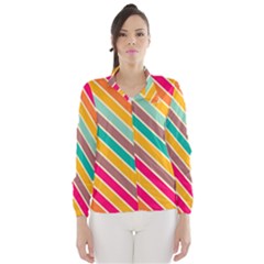 Colorful Diagonal Stripes Wind Breaker (women) by LalyLauraFLM