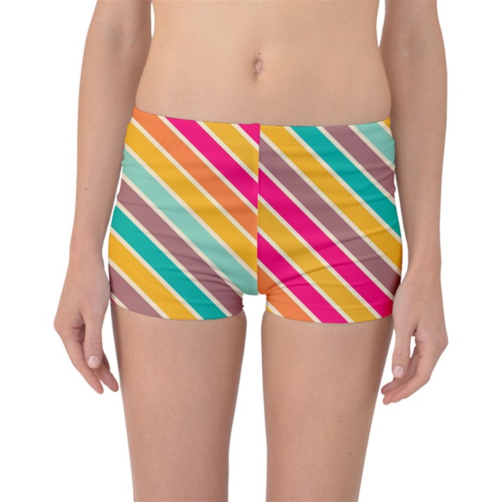 Colorful diagonal stripes Boyleg Bikini Bottoms