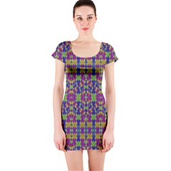 Ethnic Modern Geometric Patterned Short Sleeve Bodycon Dresses by dflcprintsclothing