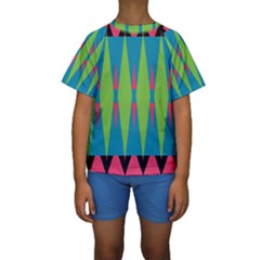 Connected Rhombus  Kid s Short Sleeve Swimwear by LalyLauraFLM