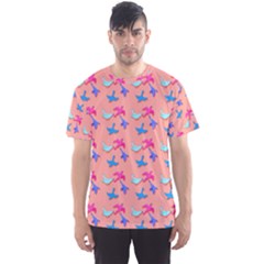 Birds Pattern On Pink Background Men s Sport Mesh Tees