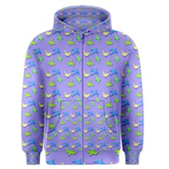 Blue And Green Birds Pattern Men s Zipper Hoodies