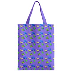 Blue And Green Birds Pattern Zipper Classic Tote Bags by LovelyDesigns4U