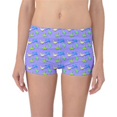 Blue And Green Birds Pattern Boyleg Bikini Bottoms by LovelyDesigns4U