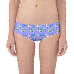 Blue And Green Birds Pattern Classic Bikini Bottoms by LovelyDesigns4U