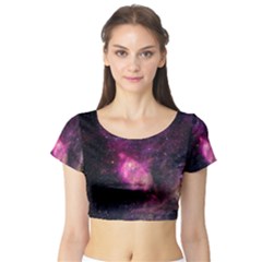 Purple Clouds Short Sleeve Crop Top by trendistuff