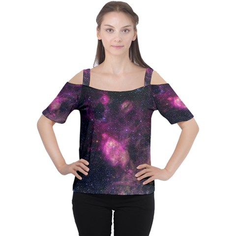 Purple Clouds Women s Cutout Shoulder Tee by trendistuff