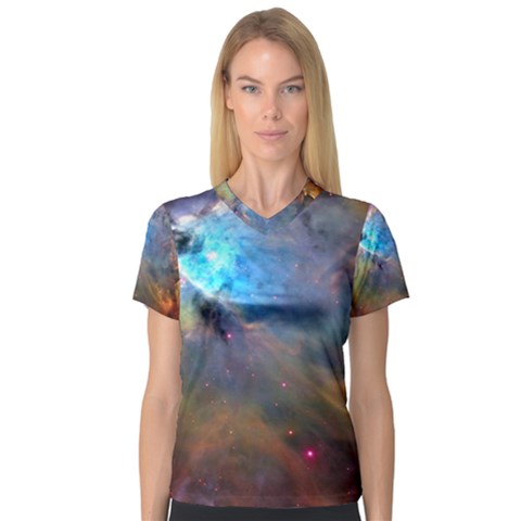 Orion Nebula Women s V-neck Sport Mesh Tee by trendistuff