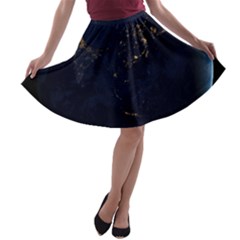 Global Night A-line Skater Skirt by trendistuff