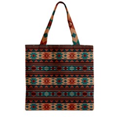 Southwest Design Turquoise And Terracotta Zipper Grocery Tote Bags by SouthwestDesigns