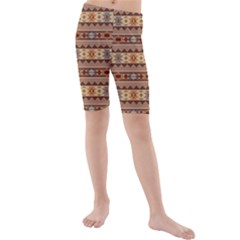 Southwest Design Tan And Rust Kid s Mid Length Swim Shorts by SouthwestDesigns