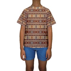 Southwest Design Tan And Rust Kid s Short Sleeve Swimwear by SouthwestDesigns