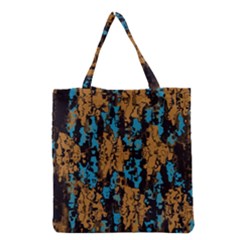 Blue Brown Texture Grocery Tote Bag by LalyLauraFLM