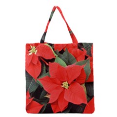 Poinsettia Grocery Tote Bags by trendistuff