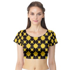 Connected Rhombus Pattern Short Sleeve Crop Top by LalyLauraFLM