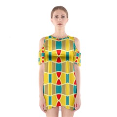 Colorful Chains Pattern Women s Cutout Shoulder Dress by LalyLauraFLM