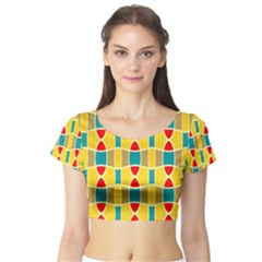 Colorful Chains Pattern Short Sleeve Crop Top by LalyLauraFLM