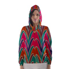 Bended Shapes In Retro Colors Hooded Wind Breaker (women) by LalyLauraFLM