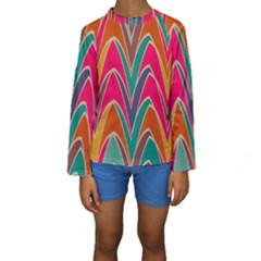 Bended Shapes In Retro Colors  Kid s Long Sleeve Swimwear by LalyLauraFLM