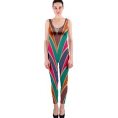 Bended Shapes In Retro Colors Onepiece Catsuit by LalyLauraFLM