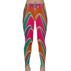 Bended Shapes In Retro Colors Yoga Leggings by LalyLauraFLM