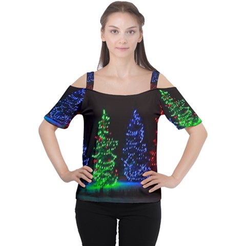 Christmas Lights 1 Women s Cutout Shoulder Tee by trendistuff