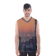 Aerial View Of Sunset At The River In Montevideo Uruguay Men s Basketball Tank Top by dflcprints