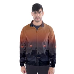 Aerial View Of Sunset At The River In Montevideo Uruguay Wind Breaker (men) by dflcprints