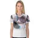 Cat Splash Png Women s V-Neck Sport Mesh Tee View1