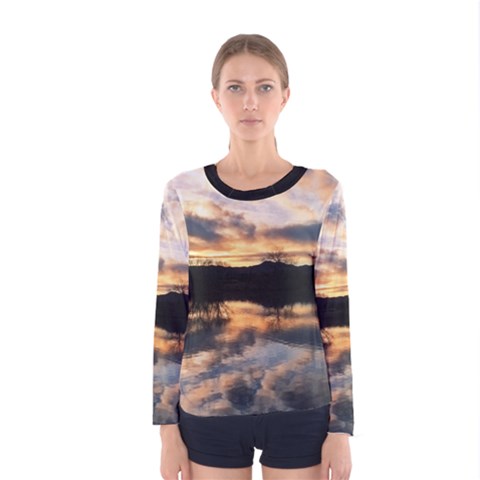 Sun Reflected On Lake Women s Long Sleeve T-shirts by trendistuff