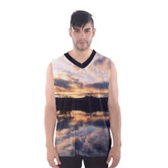 Sun Reflected On Lake Men s Basketball Tank Top by trendistuff