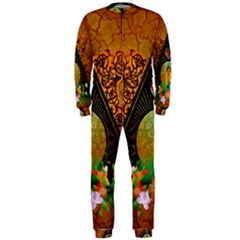 Surfing, Surfboard With Flowers And Floral Elements Onepiece Jumpsuit (men)  by FantasyWorld7