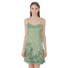 Wonderful Flowers In Soft Green Colors Satin Night Slip by FantasyWorld7