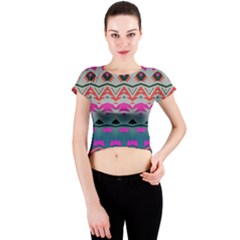 Waves And Other Shapes Crew Neck Crop Top by LalyLauraFLM