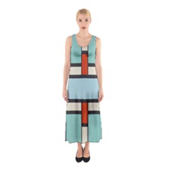 Vertical And Horizontal Rectangles Full Print Maxi Dress by LalyLauraFLM