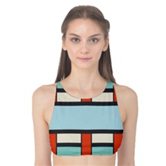 Vertical And Horizontal Rectangles Tank Bikini Top by LalyLauraFLM