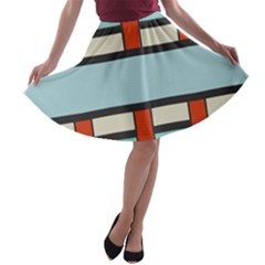 Vertical And Horizontal Rectangles A-line Skater Skirt by LalyLauraFLM