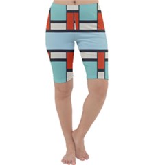 Vertical And Horizontal Rectangles Cropped Leggings by LalyLauraFLM