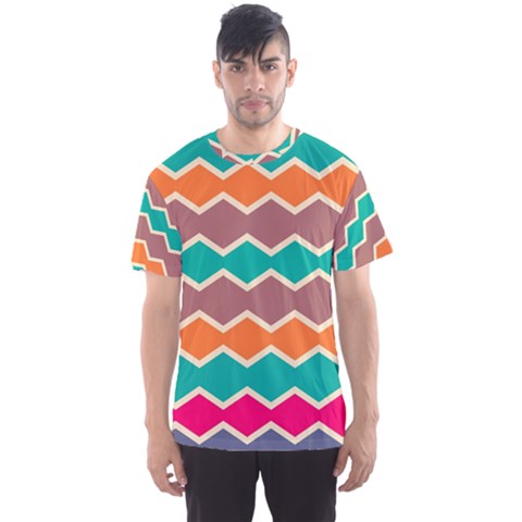 Colorful Chevrons Pattern Men s Sport Mesh Tee by LalyLauraFLM