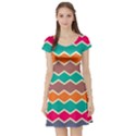 Colorful chevrons pattern Short Sleeve Skater Dress View1