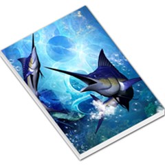 Awersome Marlin In A Fantasy Underwater World Large Memo Pads by FantasyWorld7