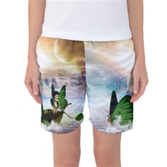 Cute Fairy In A Butterflies Boat In The Night Women s Basketball Shorts by FantasyWorld7