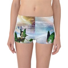 Cute Fairy In A Butterflies Boat In The Night Reversible Boyleg Bikini Bottoms by FantasyWorld7