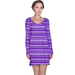 Purple Tribal Pattern Long Sleeve Nightdresses