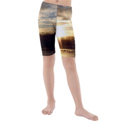 Setting Sun At Lake Kid s Mid Length Swim Shorts by trendistuff