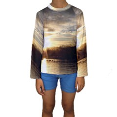 Setting Sun At Lake Kid s Long Sleeve Swimwear by trendistuff